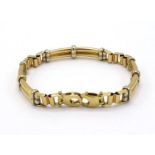 An Italian 18 carat gold bracelet, composed of curved bar links, to a lobster claw clasp stamped