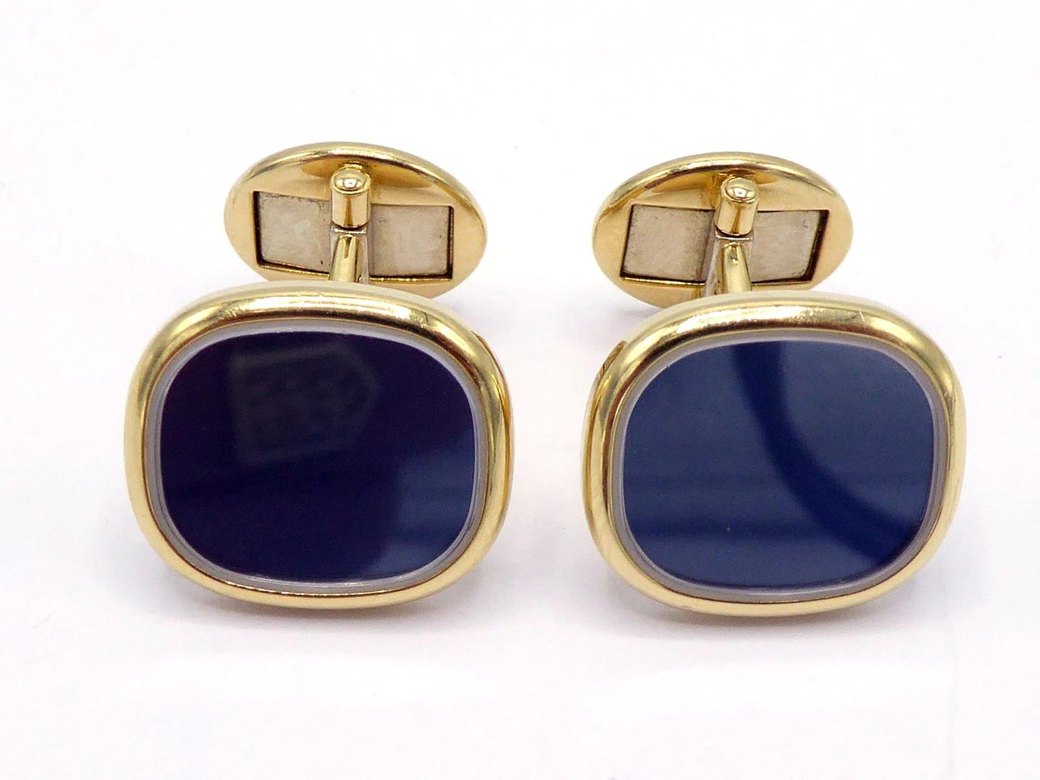 PATEK PHILIPPE, 'Ellisse Ellipse', a pair of 18 carat gold cufflinks, the rectangular cushion