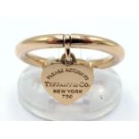 TIFFANY & Co, an 18 carat rose gold ring, with heart tag, signed and fully hallmarked, finger size