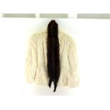 A vintage white rabbit fur jacket alongside a mink fur stole. CONDITION: both in very good