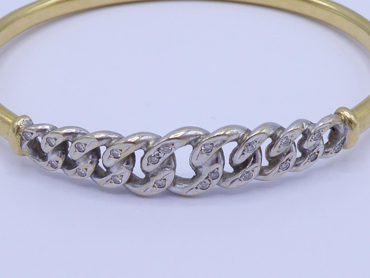 A diamond bangle, the central curb linked motif pave set overall with small brilliants, mounted in - Image 4 of 4