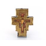 A modern Italian reproduction of a 12th century Byzantine icon, The Cross of San Damiano, on a