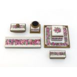 An early 20th. century Continental, probably Viennese, ormolu and porcelain desk set comprising