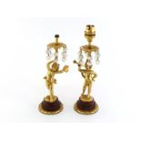 After Auguste Moreau. A pair of ormolu electric table lamps in the form of naked children, one