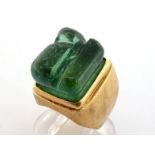 A 1970s 18 carat gold and tourmaline ring by Haroldo Burle Marx, the rectangular free form
