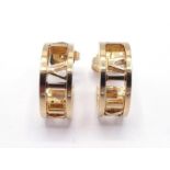 TIFFANY & Co., 'Atlas', a pair of 18 carat gold earrings, the hoops 14mm diameter, signed and