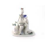 Rosenthal. A delightful ceramic Peynet design group of two decorous lovers, he on his knees