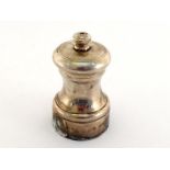 A silver pepper grinder engraved with earl's coronet over initial "S" for Earl Spencer, father of