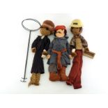 Three large Canadian wool character dolls by Francilaine, Quebec , one "Mr Fixit" with safety hat,