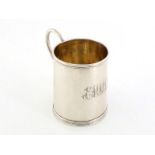An Indian Colonial child's mug by Cropley & Co. of Calcutta, circa 1820, tapering form with
