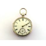 A Victorian silver open faced pocket watch by Lickert & Ketterer, Norwich, the three piece case