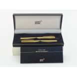 MONTBLANC, a gold plated fountain pen, with italic nib and cartridge filler, together with
