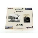 A large display panel of WWII aircraft featuring two large photos, one of a Hawker Hurricane in