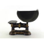 A set of Victorian cast iron grocer's scales with large scoop pan by J&J Siddons Limited, West