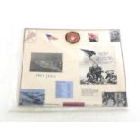 Iwo Jima.A large display panel featuring the iconic photograph of U.S. Marines raising the Stars and