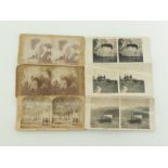 Twenty five stereoscopic photo cards, French, American & Italian, mostly topographical but two of