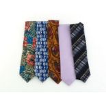 Five gentlemen's silk ties comprising :- one by Kenzo Homme; one by Cerruti 1881 (these first two