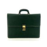 A Gianfranco Ferre gentleman's briefcase in green leather with goldtone hardware. Combination lock