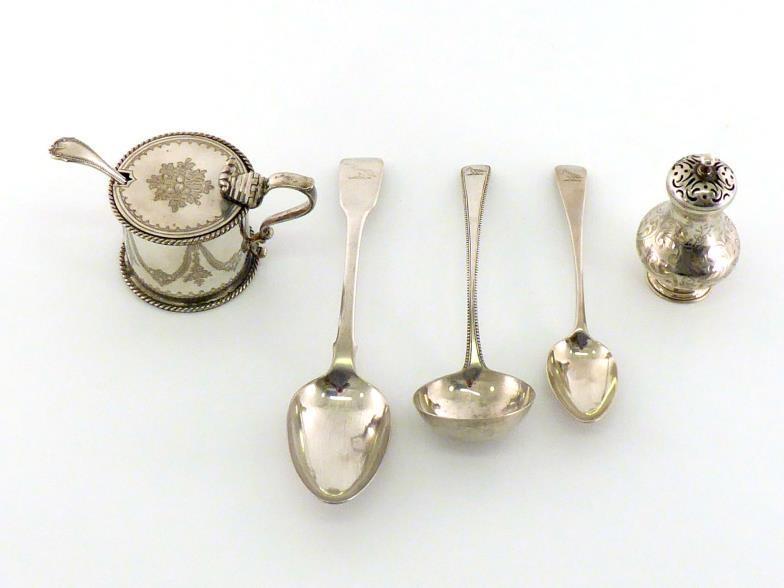 An early Victorian silver pepper by Joseph and John Angell, London, 1839, baluster form engraved