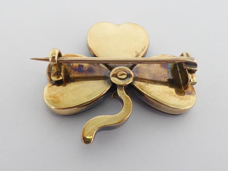A 19th century diamond and abalone clover brooch, the central brilliant approx. 0.10 carat, - Image 2 of 2