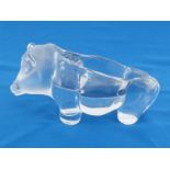 A lead crystal glass vase in the form of a wild boar, the head with frosted finish, the body