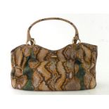 A Lambertson Truex handbag with genuine python skin exterior and handles, beautifully lined in