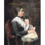 WILLIAM SKEOCH CUMMING (1864-1929), FRAMED WATERCOLOUR, Woman dressed in black with her daughter