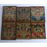 AN UNUSUAL SET OF 19TH CENTURY CHINESE FRAMED KESI SILKWORK PANELS decorated with insects and