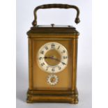 A 19TH CENTURY FRENCH PALAIS ROYAL REPEATER CARRIAGE CLOCK with two enamelled dials, painted with