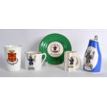 AN UNUSUAL GROUP OF 'TRUSTY SERVANT' WINCHESTER PORCELAIN WARES including a jug, plate etc. (5)