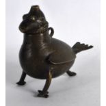 AN 18TH/19TH CENTURY PERSIAN BRONZE BIRD INCENSE BURNER AND COVER Khorasan type, of naive form. 4.
