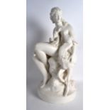 A LARGE 19TH CENTURY ENGLISH PARIAN GROUP by C B Birch, 'Wood Nymph', C1864. 1Ft 7.5in high.