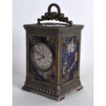 A FINE AND RARE 19TH CENTURY SILVERED BRONZE AND BLUEJOHN REPEATING CARRIAGE CLOCK by Charles