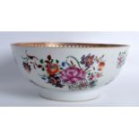 AN 18TH CENTURY CHINESE EXPORT FAMILLE ROSE BOWL Qianlong, painted with floral sprays. 8.25ins