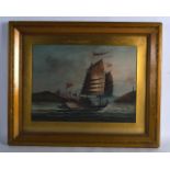 CONTINENTAL SCHOOL, FRAMED GOUACHE, Ship at full sail. 1 ft. x 1 ft. 4ins.