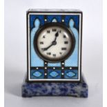 A LOVELY EARLY 20TH CENTURY SWISS SILVER AND ENAMEL MINIATURE CLOCK by the Geneva Clock Company,