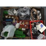A BOX OF VARIOUS VINTAGE CAMERA LENSES and other associated items. (qty)