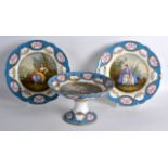 A PAIR OF 19TH CENTURY PARIS PORCELAIN CABINET PLATES painted with females, together with a matching