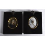 TWO 19TH CENTURY FRAMED PORTRAIT IVORY MINIATURES. (2)
