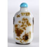 A CHINESE QING DYNASTY BROWN OVERLAID SNUFF BOTTLE AND STOPPER Yangzhou School, dated Bing Shen
