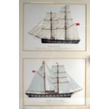 SET OF SIX FRAMED PRINTS, Each depicting boats, Each image measures 1 ft. x 1 ft. 4ins.