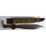 A RARE WELSH FUSILIERS TRENCH FIGHTING KNIFE the leaf shape blade with medial ridge and inscribed