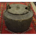 A LARGE NORTH AFRICAN STORAGE JAR AND COVER. 2Ft wide