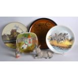 A POOLE POTTERY PLATE together with a beswick plate, a Nao donkey etc. (6)