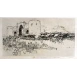 FREDERICK CHARLES RICHARDS (1878-1932), FRAMED ETCHING, Kermen Persia. 6.5ins x 1 ft.