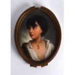 A GOOD GERMAN PAINTED PORCELAIN PANEL probably KPM Berlin, depicting a pretty female within a