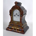 A GOOD 19TH CENTURY FRENCH BOULLE MANTEL CLOCK by Leroy A Paris, with unusual blue enamel overlaid