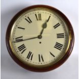 AN ANTIQUE 12INCH DIAL FUSEE WALL CLOCK with cream dial and black painted numerals. 1Ft 1ins