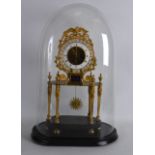 A GOOD EARLY 19TH CENTURY FRENCH ORMOLU MANTEL CLOCK with open escapement and white enamel dial,