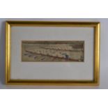 A FRAMED VICTORIAN STEVENGRAPH depicting two teams rowing. 6Ins x 2ins.